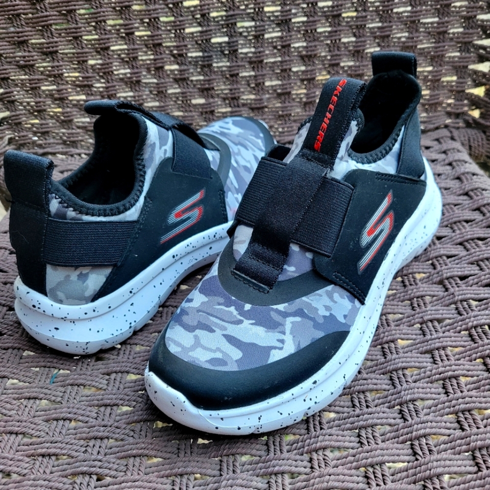 Skechers Kids Camouflage Black and Gray Sneakers